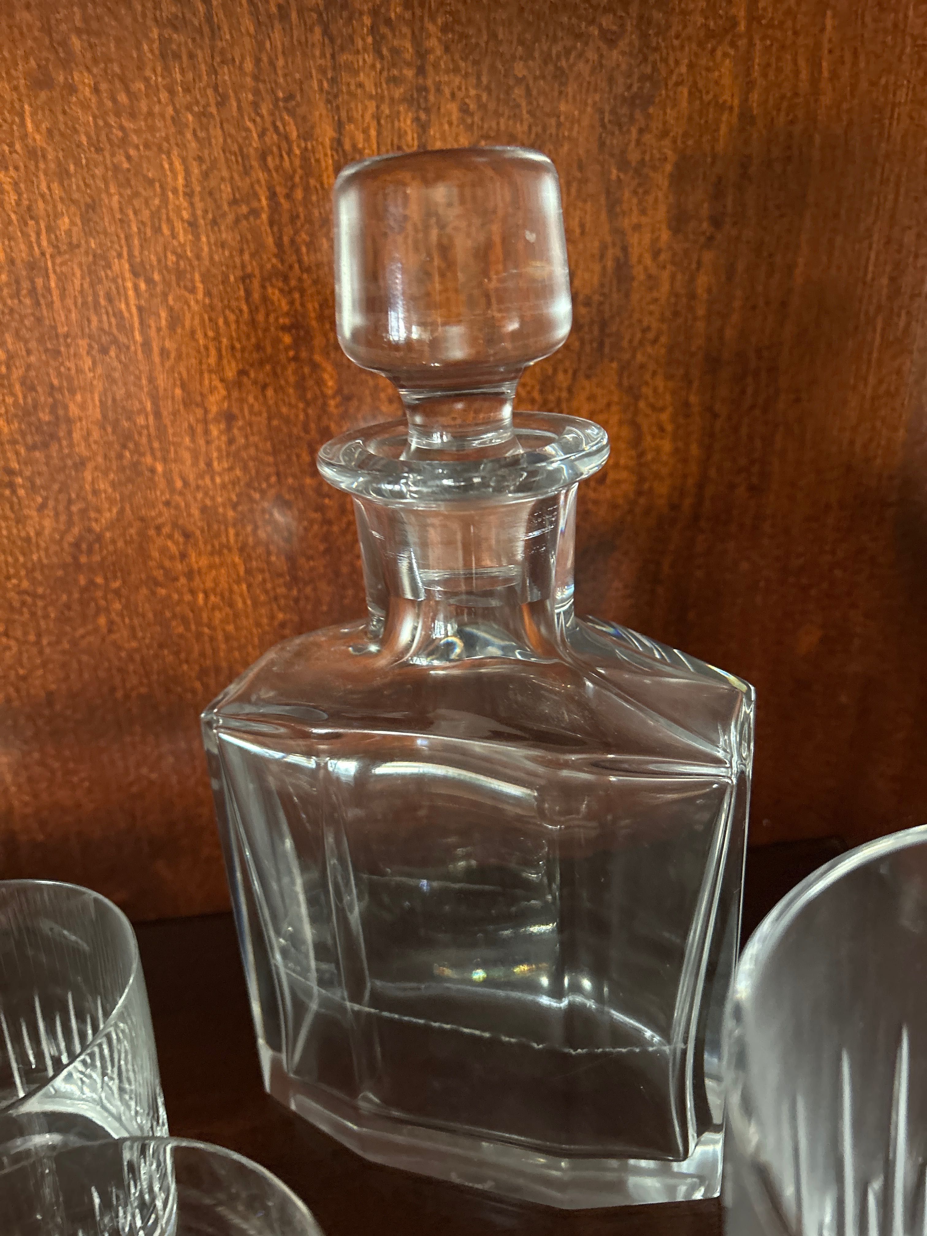 Conjunto de 6 copos whisky + garrafa + balde de gelo cristal Atlantis