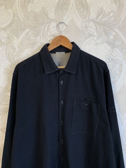 Черная шерстяная рубашка с длинным рукавом овершот stone island aw2009