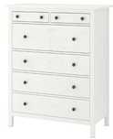 Komoda IKEA HEMNES 6 szuflad, biała bejca, 108x131 cm