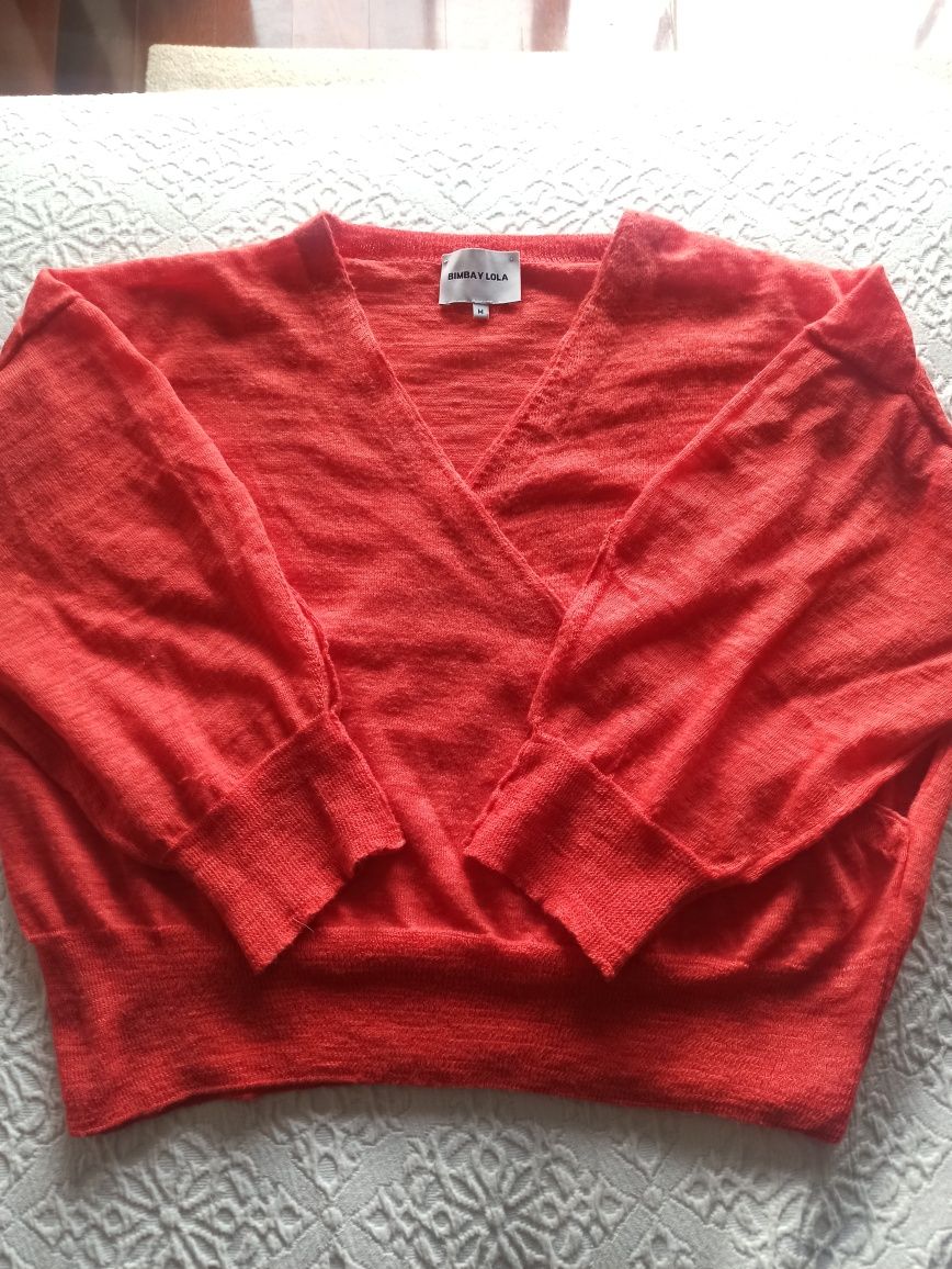 Camisola vermelha, malha fina, Bimba&Lola, tamanho M, 30e.