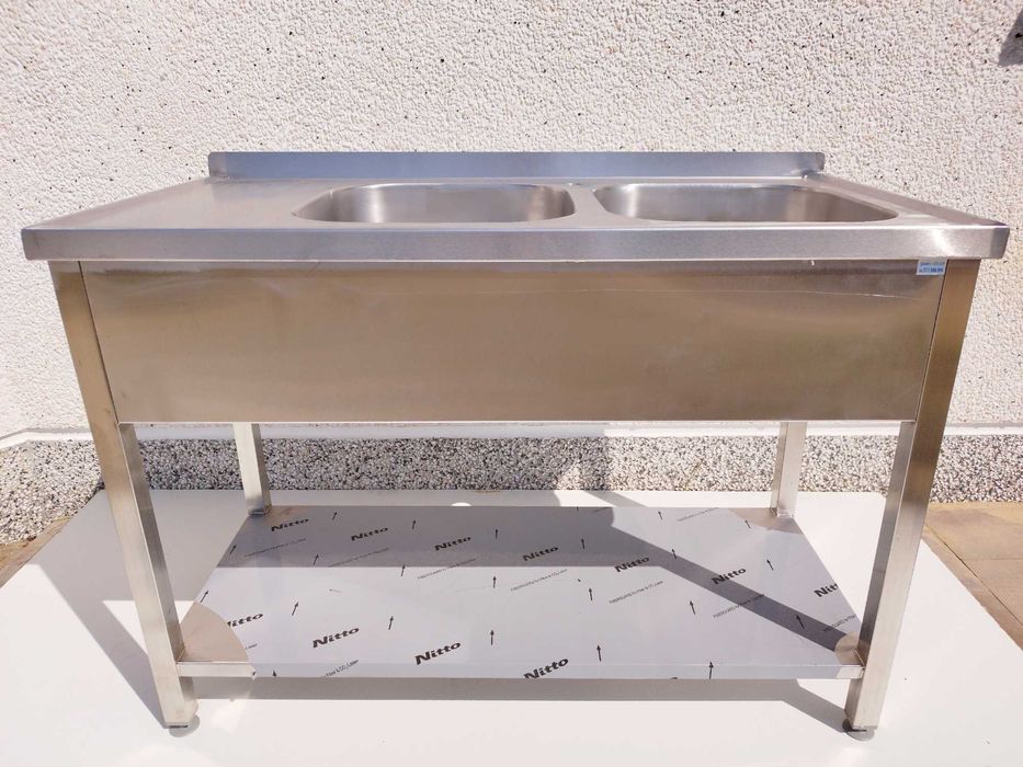 Meble gastronomiczne, Zlew dwukomorowy 1200x600x850