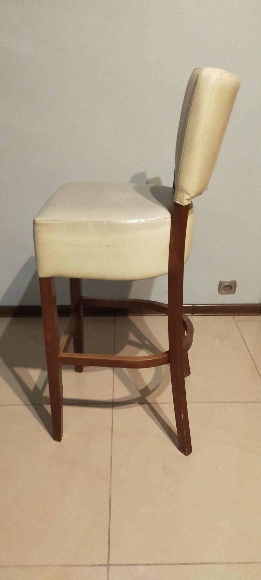 4 sztuki Hoker kuchenny barowy skóra jasna kremowa