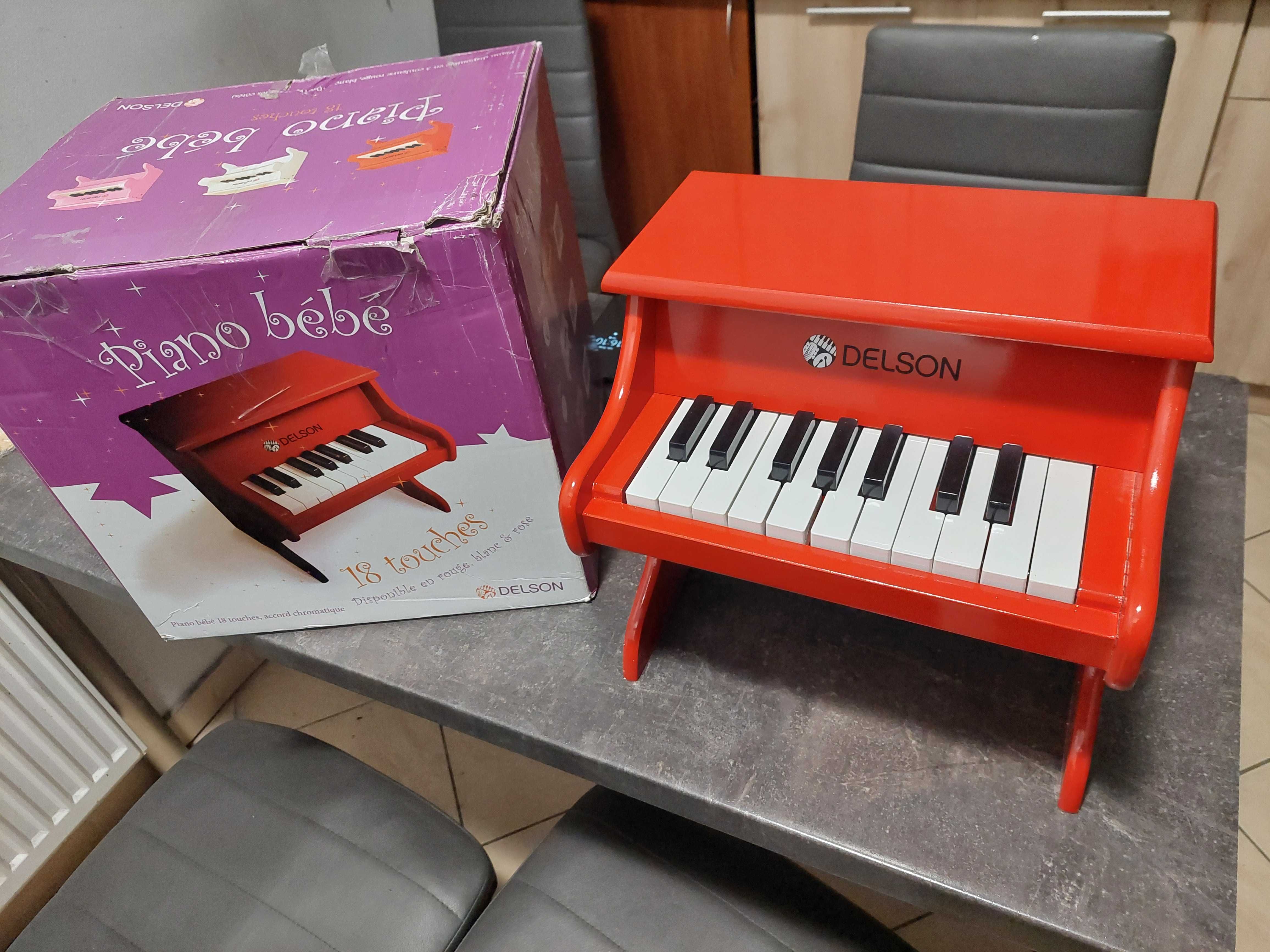 Drewniane pianino dla dzieci Delson 1822R 18 klawiszy czerwone