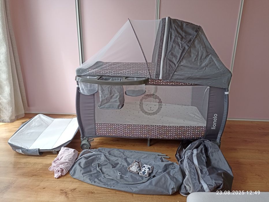 Łóżeczko Lionelo Sven Plus Grey Scandi +materac Ikea i 2 prześcieradła
