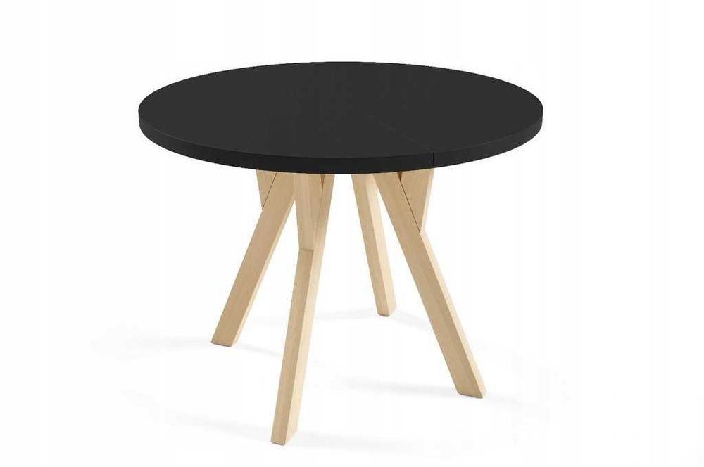 Stół okrągły rozkładany ORIO 100/200 cm - craft złoty/czarny
