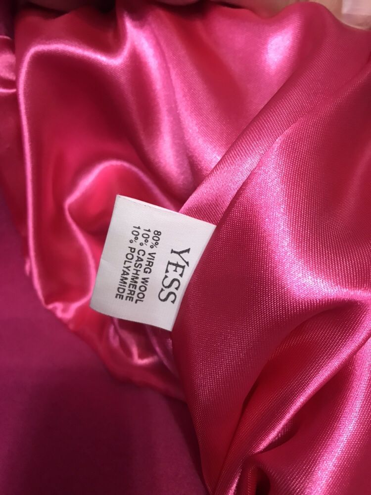 Пальто женское розовое красное шерстяное (80%) кашемировое (10%) 44
