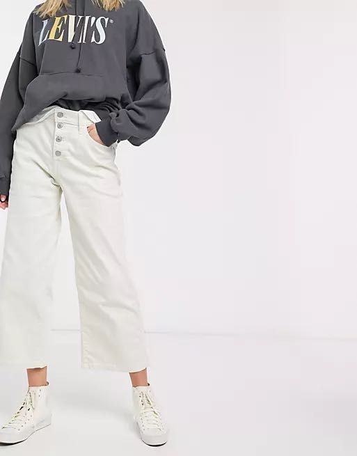 Levis mile high cropped wide leg джинси бежеві з гудзиками оригінал