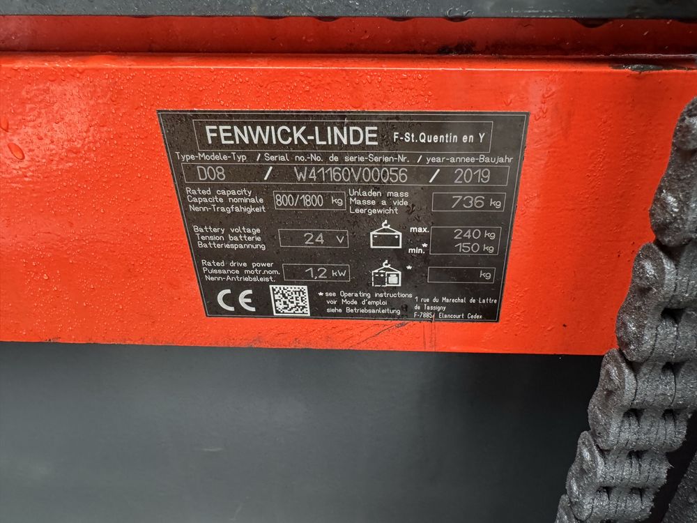 Paleciak elektryczny Linde D 08 z 2019 r 210 cm 800 kg wózek Linde