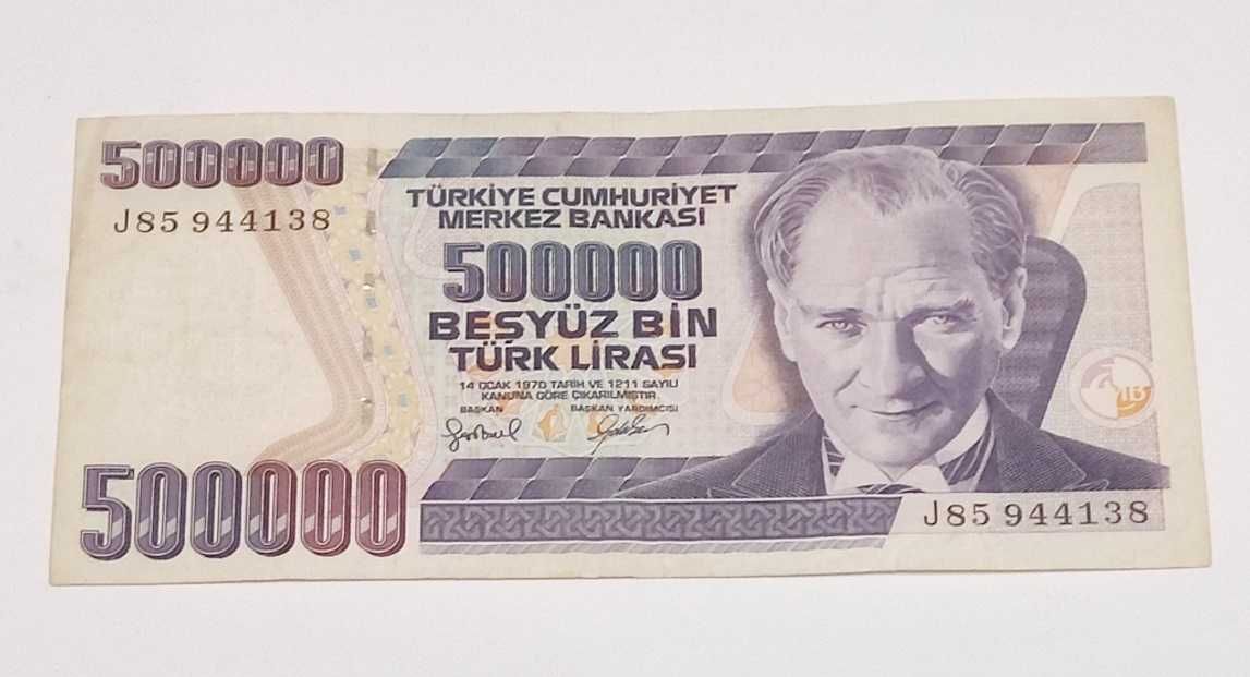 винтаж ретро вінтаж купюра турецкая лира 500 000 бонистика