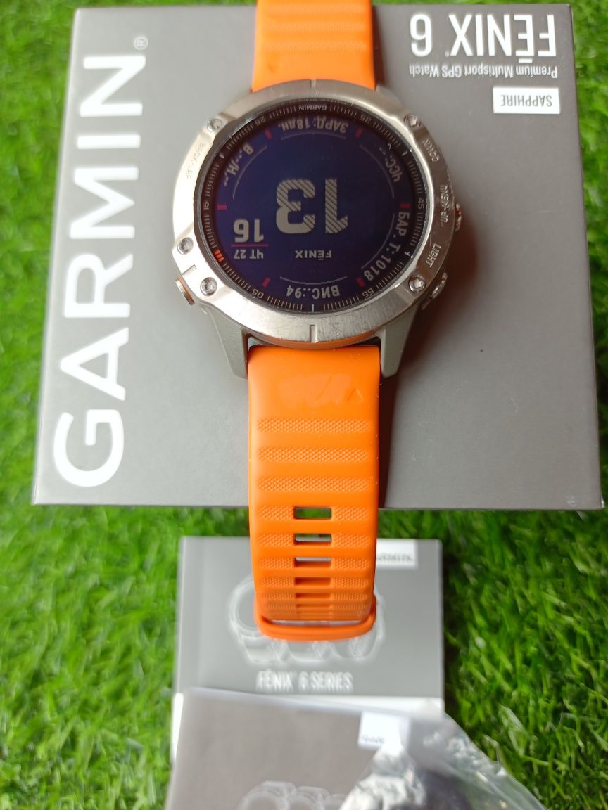 Годинник Garmin Fenix 6 Titanium Sapphire with Orange Band