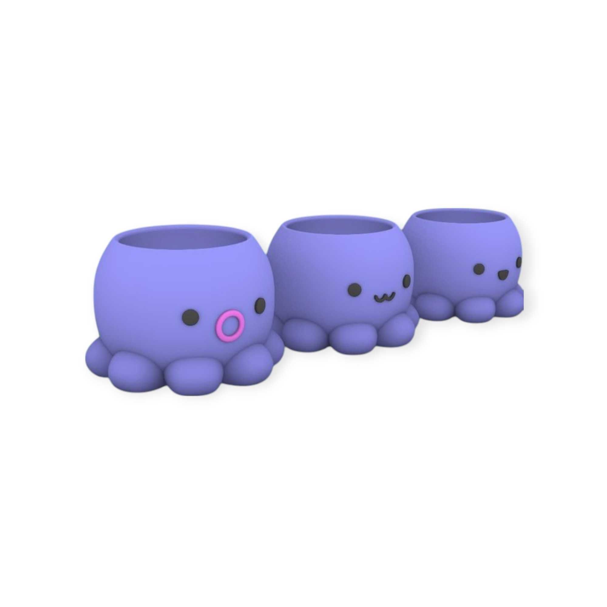 Vaso de Planta Polvo Fofo 3D - Diversas Expressões