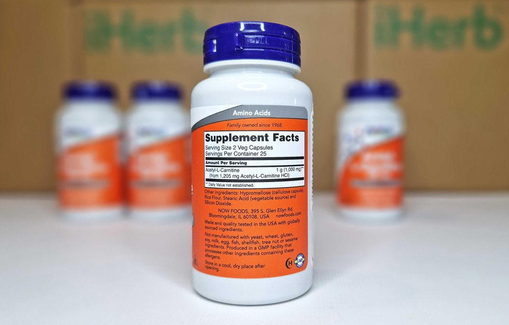 Ацетил L-карнітин Now Foods, 500мг, 50шт і 100шт. Acetyl-L-Carnitine