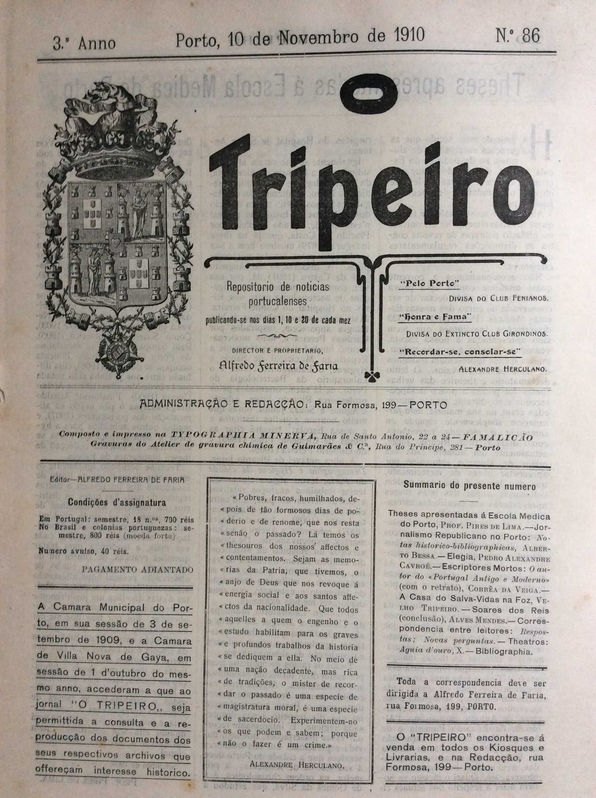 Um pouco da história do Porto e arredores, 1910. Excel. preço