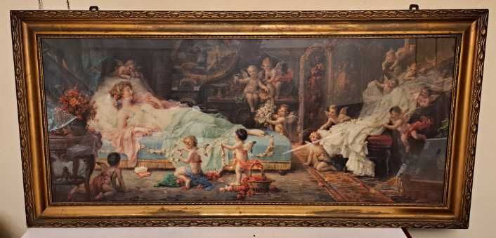 Oleodruk XIX wiek "Wymarzone szczęście" twórca H.Zatzka