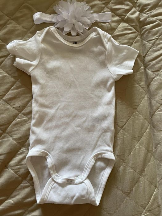Biały komplet do sesji niemowlecej body h&m opaska