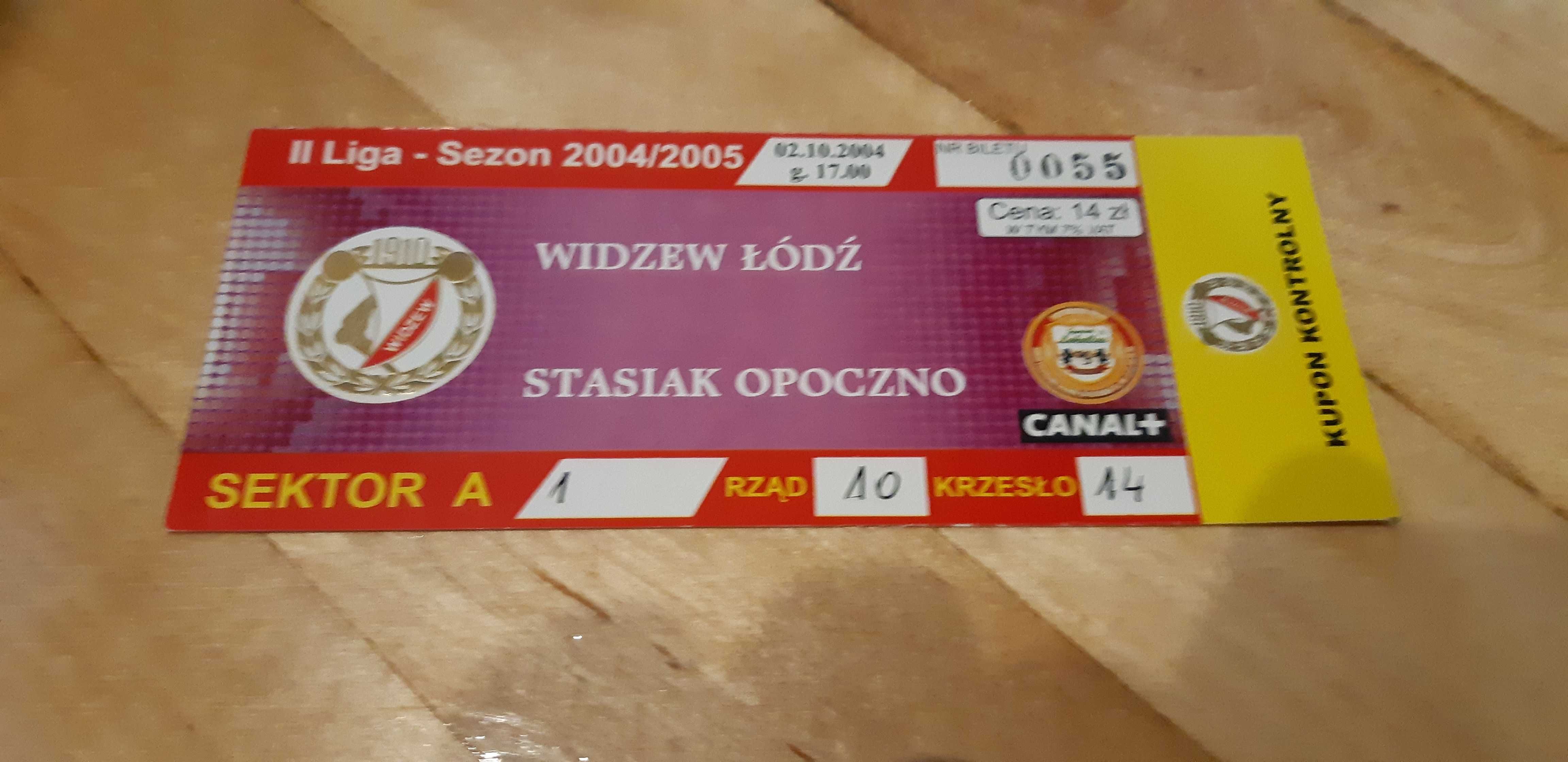 bilet z meczu Widzew Łódź -Stasiak Opoczno 02.10.2004.