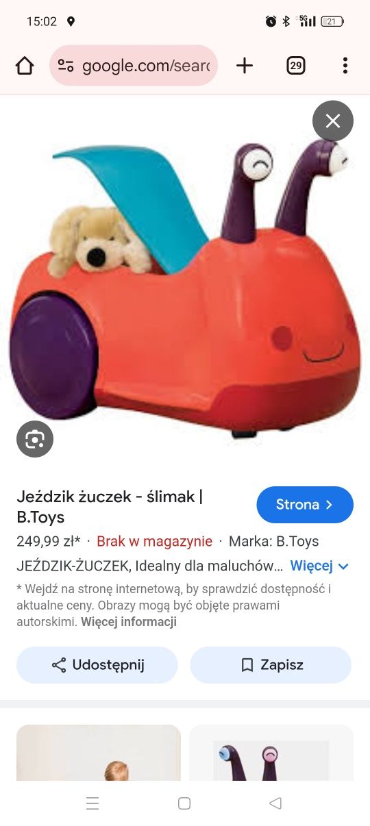 Jeździk ślimak żuczek B Toys