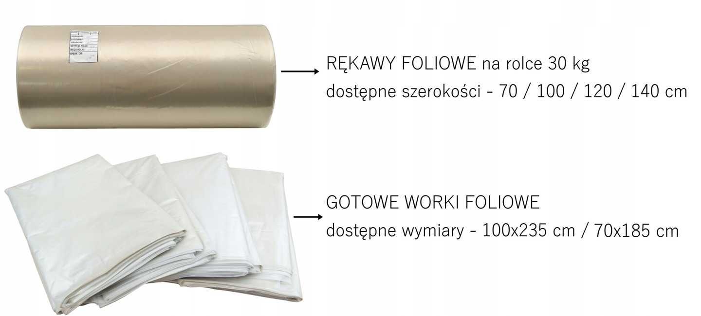 DUŻE WORKI foliowe NA STYROPIAN 500l 235x100 cm do pakowania 50 sztuk