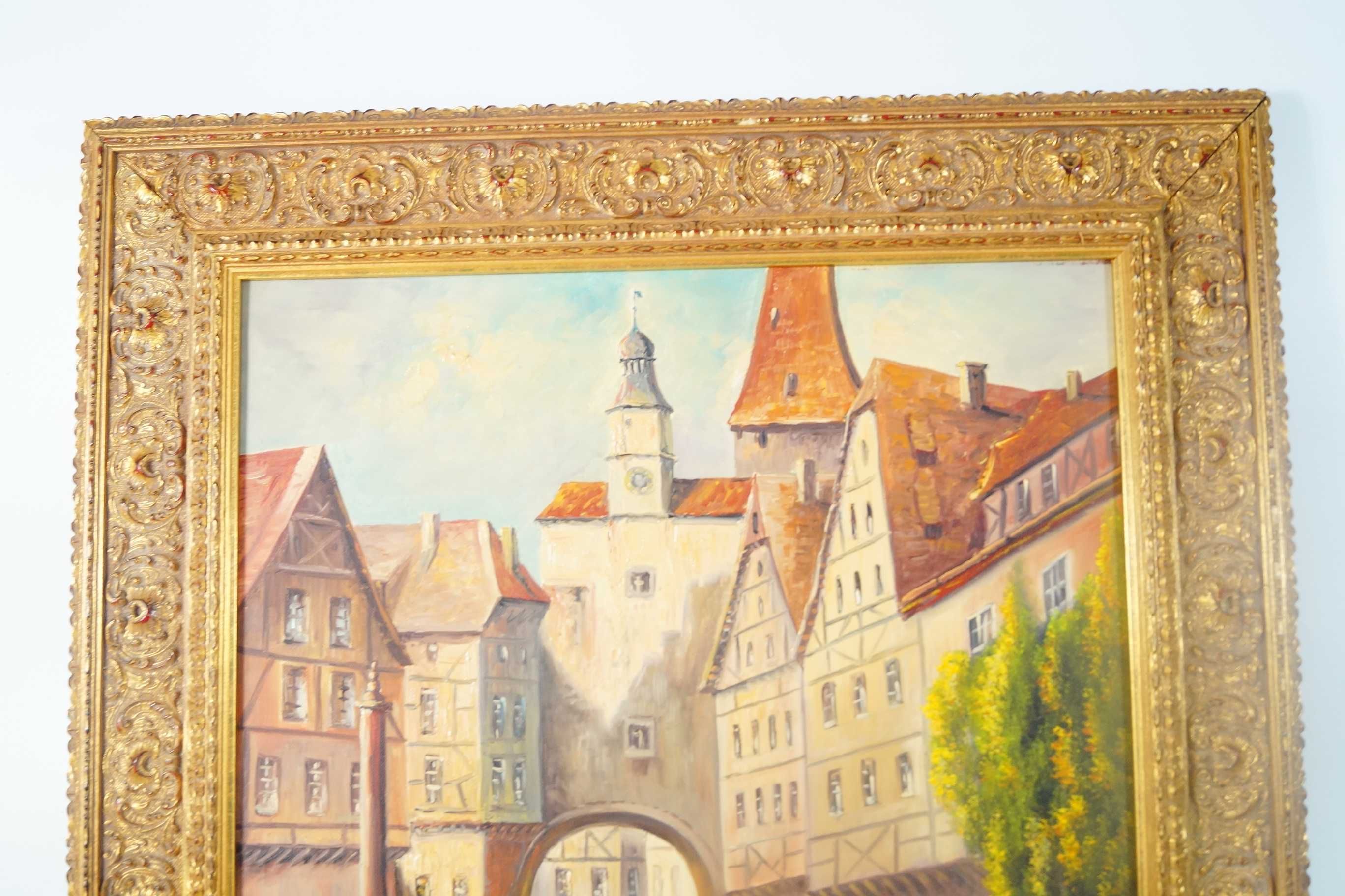 Uliczka w Rothenburgu piękny obraz malowany na płótnie