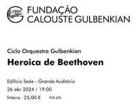 Vendo 2 Bilhetes Heroica de Beethoven, Gulbenkian, 26 Abr 2024, 19h