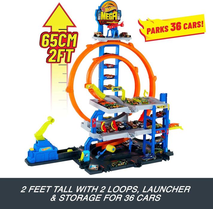 Трек Хот Вилс Мегагараж с двойной петлей и вертолетом Hot Wheels