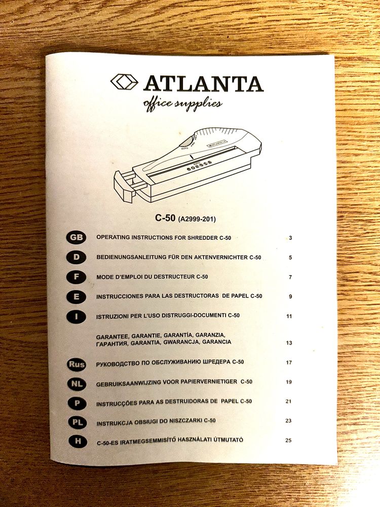 Destruidor de Papel Atlanta C-50