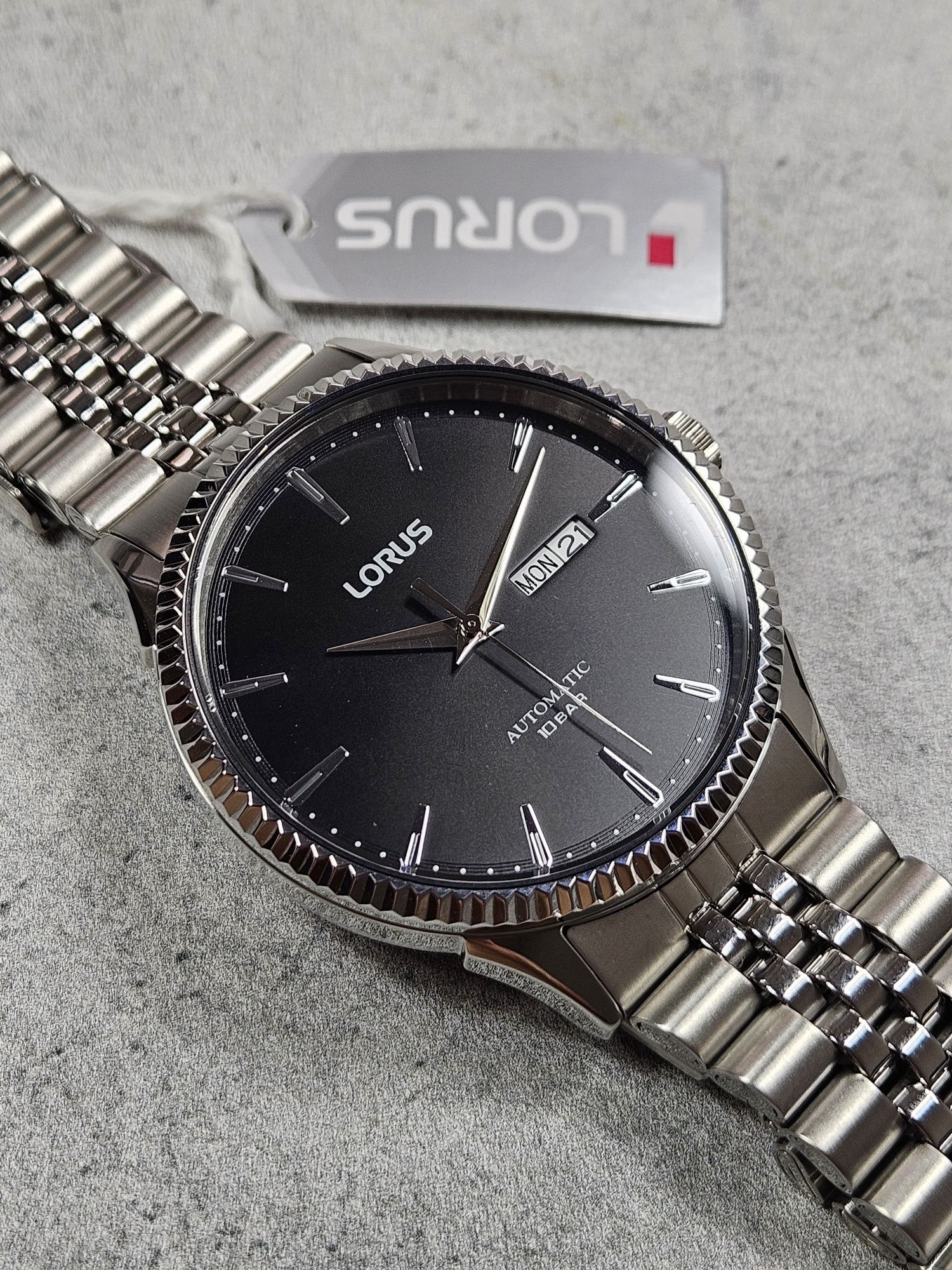 Lorus Automatic Seiko Przeszklony Dekiel Day Karbowany Bezel jubile