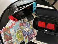 Nintendo Switch 4 pady i 5 gier i etui