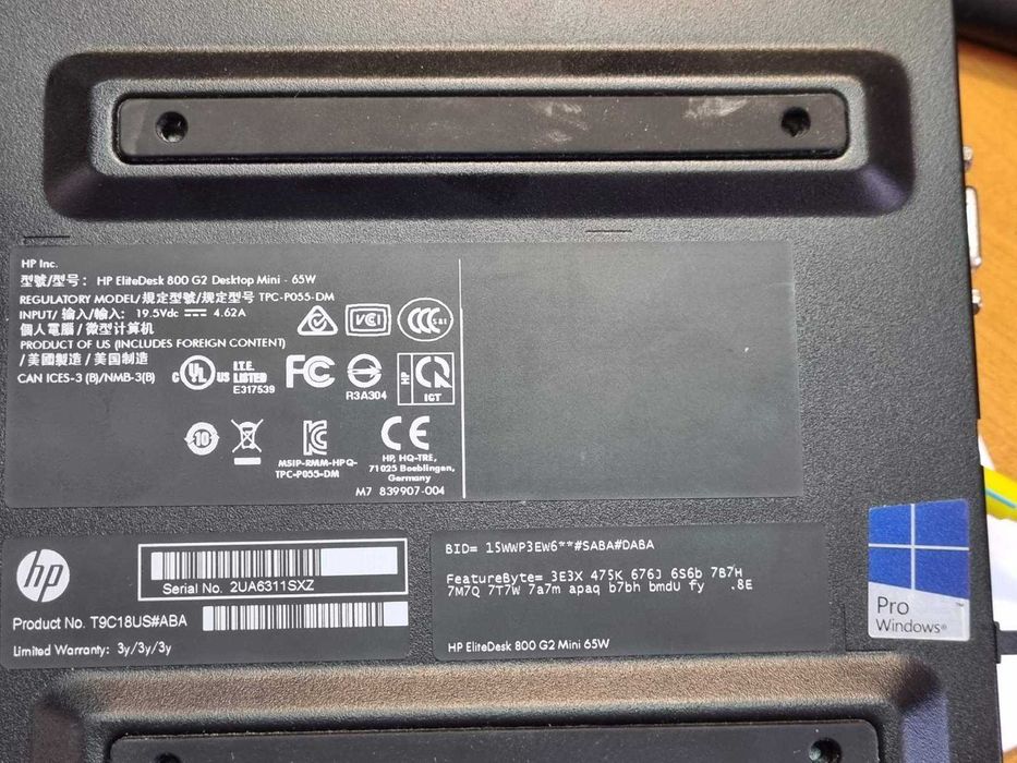 Міні комп'ютер неттоп HP EliteDesk 800 G2 Mini i5-6600 8GB 256GB Б/В