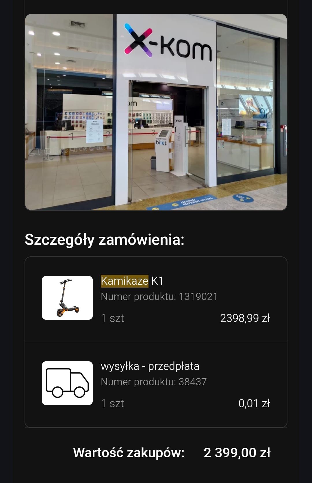 Sprzedam hulajnogę elektryczną  kamikaze