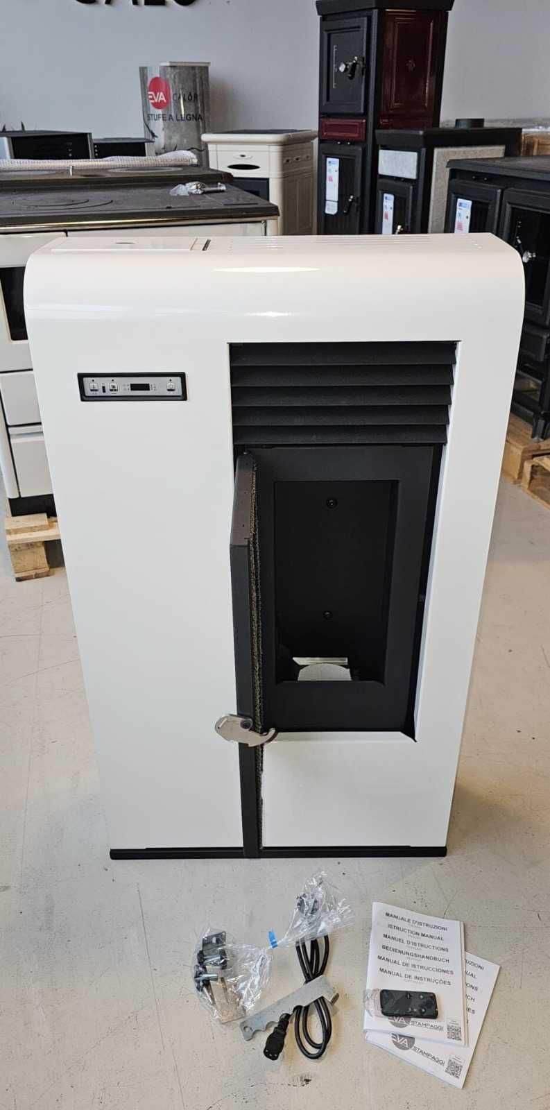Piec Eva Calor ZITA stalowy na pellet 7,5 kW biały