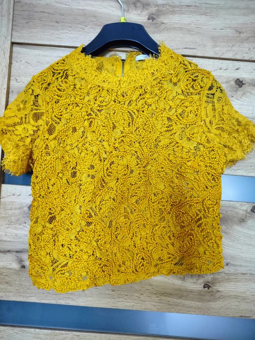 Bluzka z koronki żółta Zara 36