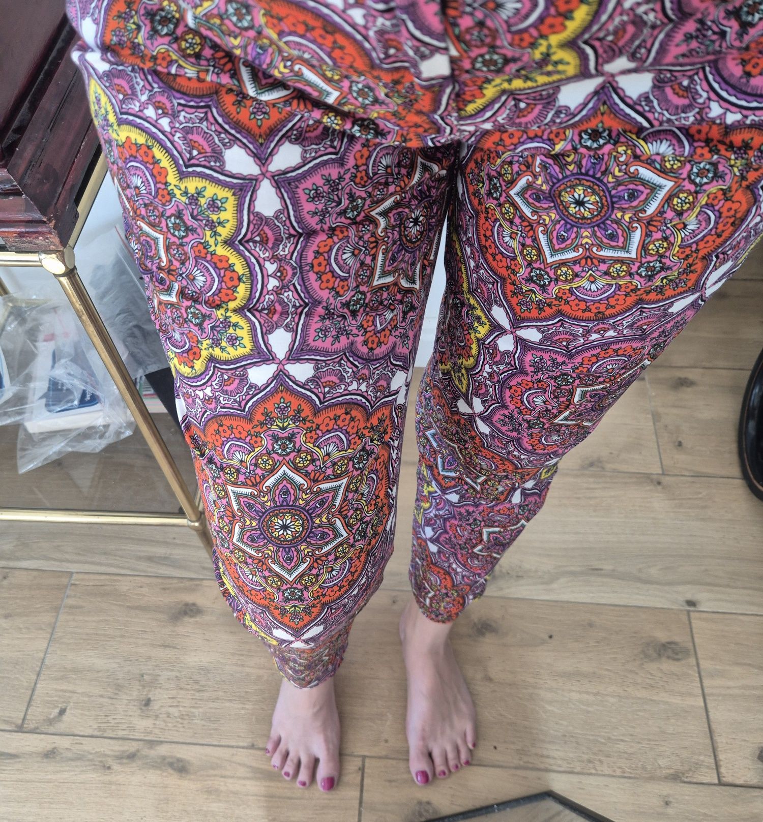 Spodnie proste kolorowe boho oldschool vintage pants do pracy na codzi