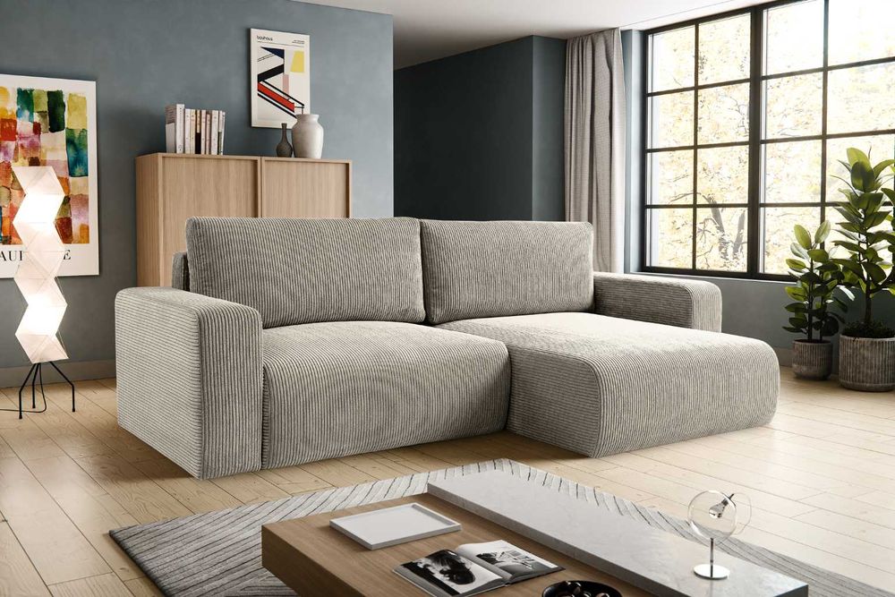 Narożnik GUSTO z funkcją spania i pojemnikiem, tkanina sztruks POSO