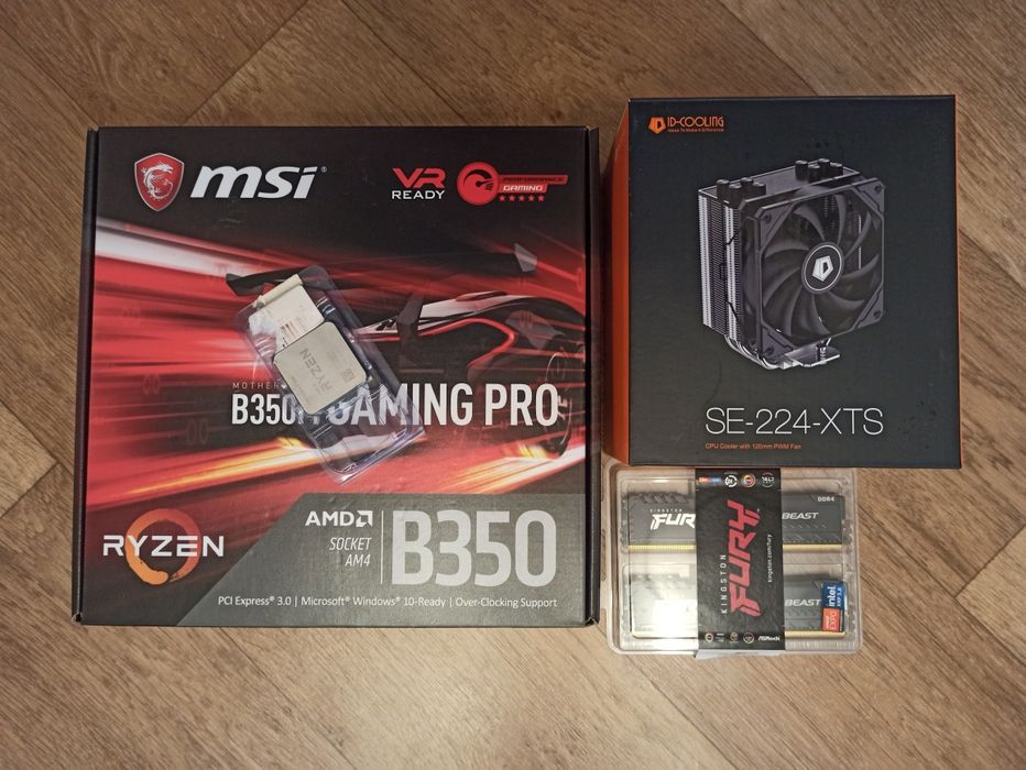 Комплект am4: b350, ryzen 5500, ddr4 16gb, кулер