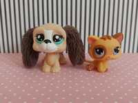 Littlest Pet Shop LPS unikatowy zestaw kot i pies basset