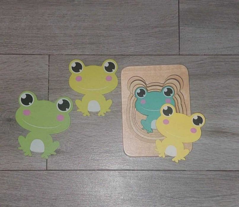 Drewniane puzzle żabki - stan idealny