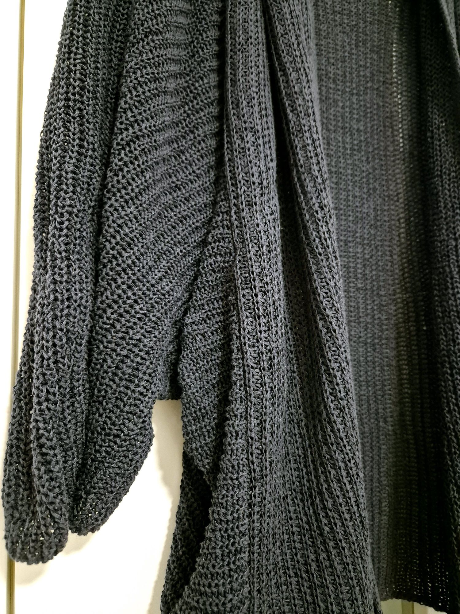 Granatowy sweter narzutka Marc O'Polo S 36 len i bawełna
