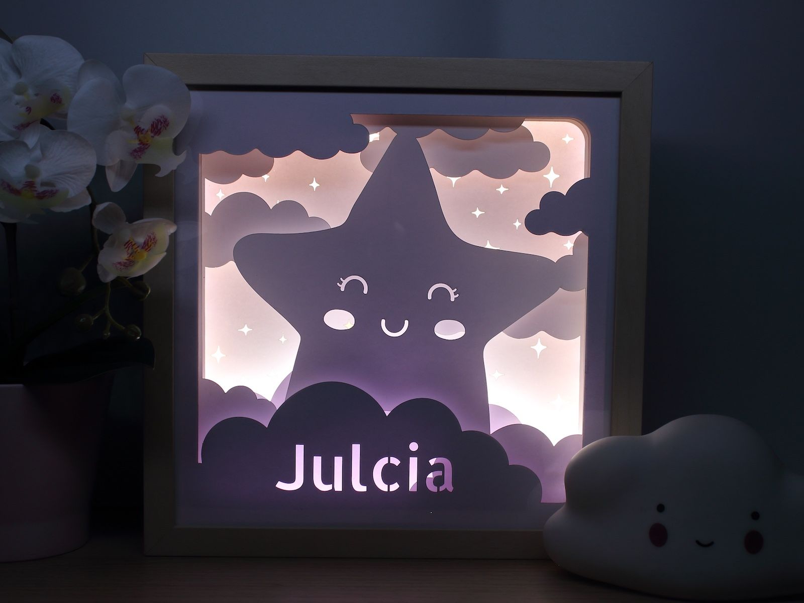 Lampka Nocna Ramka 3D Shadow Box LED Gwiazdka