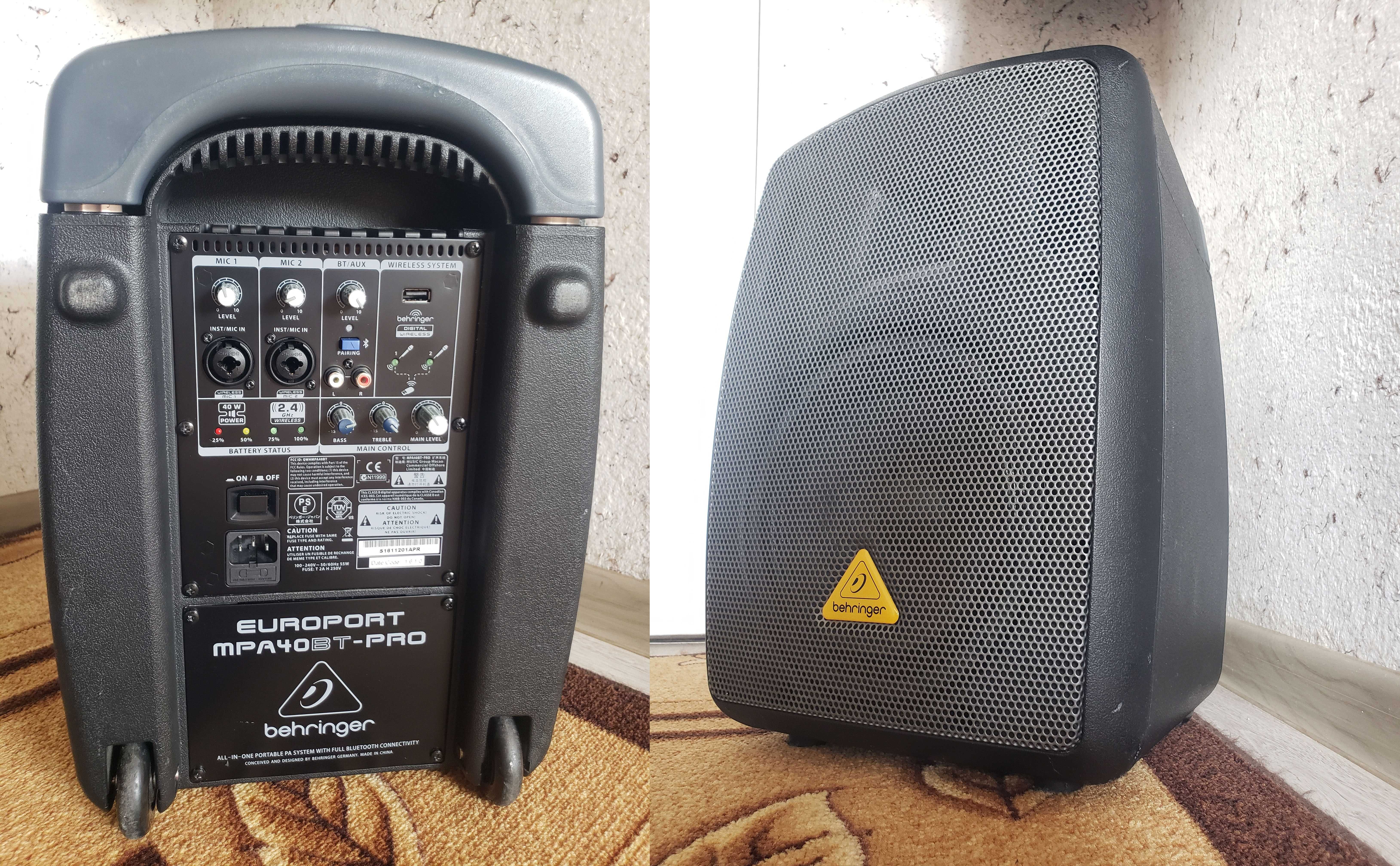 Колонка: Behringer Europort MPA40BT-Pro (Bluetooth + Акумулятор)