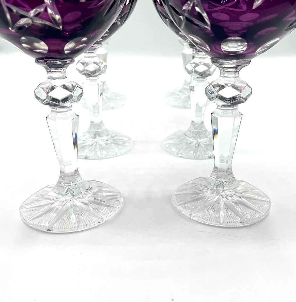 6 taças de vinho/ água em cristal cor ametista