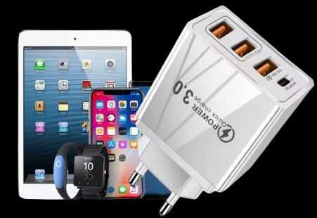 Szybka ładowarka sieciowa 48W z wieloma portami – USB-C PD + QC 3.0