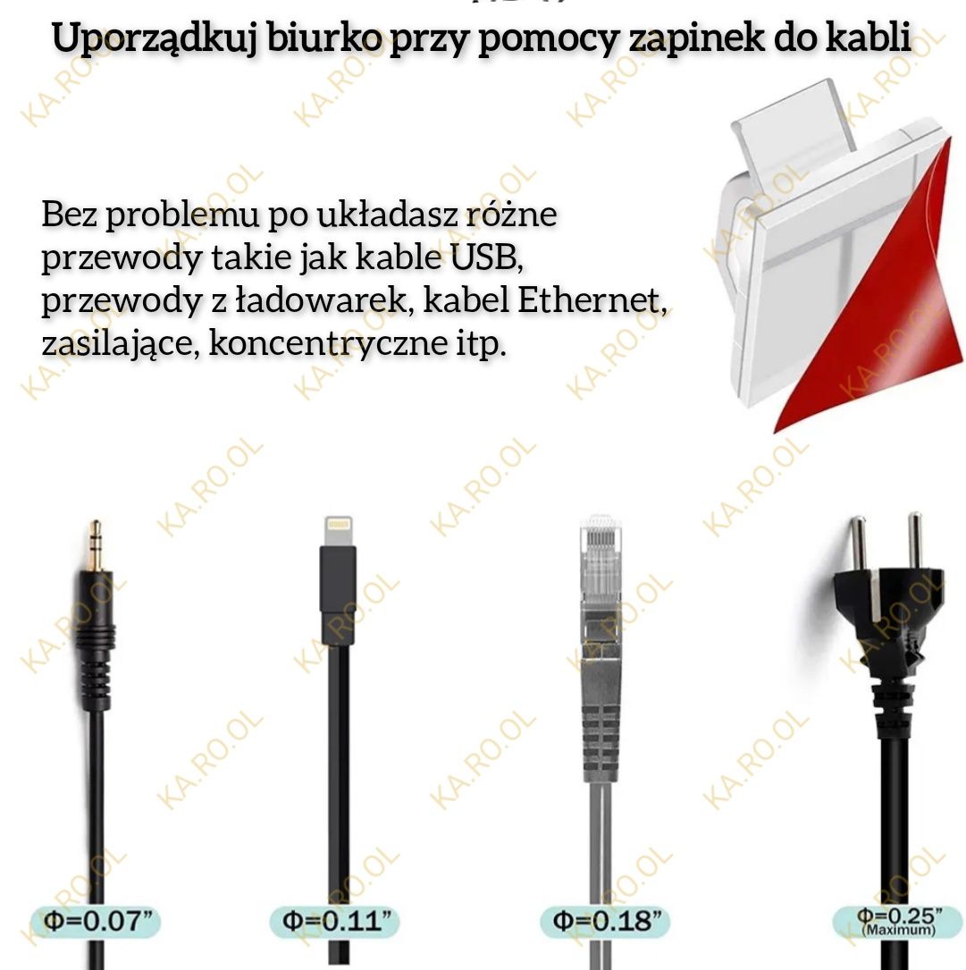 Uniwersalne klipsy do organizacji kabli