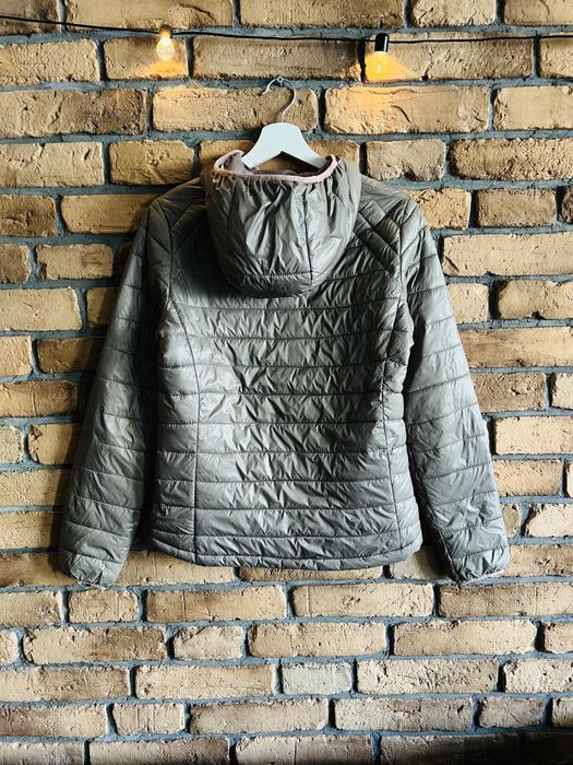 Damska kurtka puchowa pikowana z kapturem brązowa beżowa 34 36 XS/S