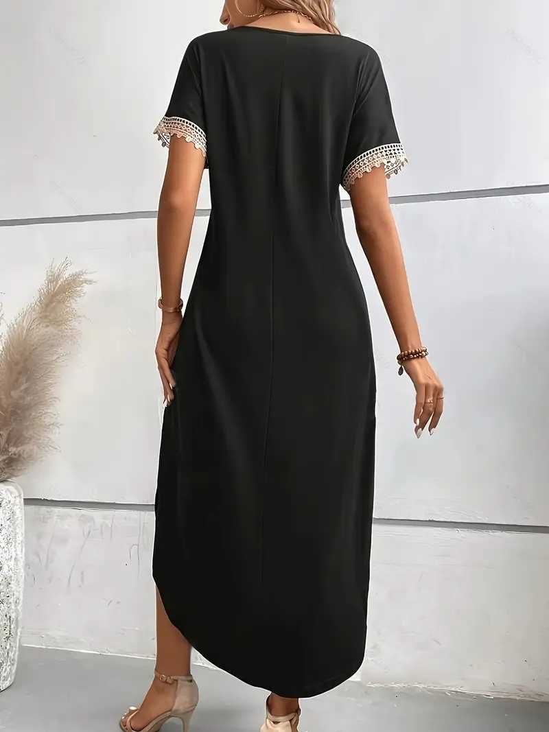 Elegancka letnia sukienka z gipiura XL
