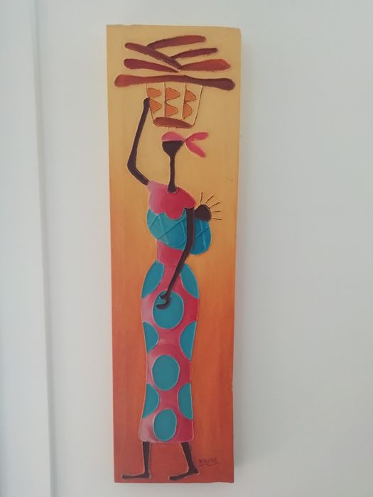Conjunto de quadros Pintados à mão " Africanas"*