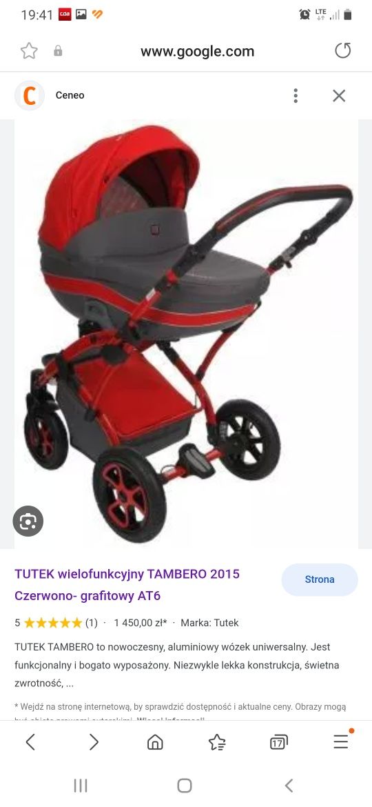 TUTEK wózek głęboki TAMBERO 2015 Czerwono- grafitowy AT6
Posiada duże