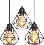 Żyrandol Vintage 3xE27 – Styl Industrialny, Czarny Ø16cm! Nowe