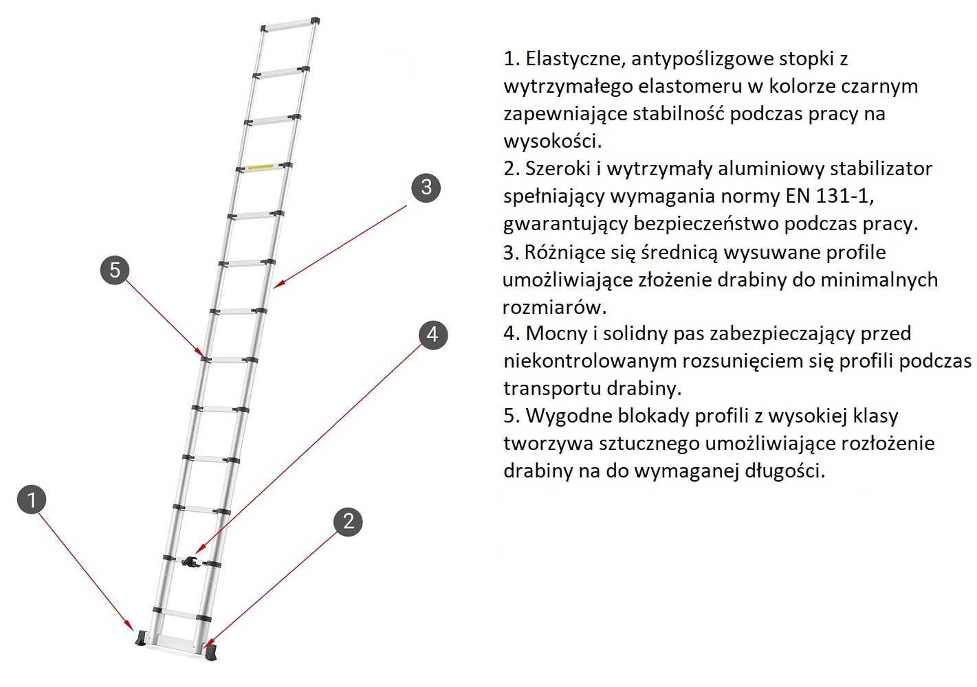 DRABINA TELESKOPOWA ALU przystawna do 320cm Promocja