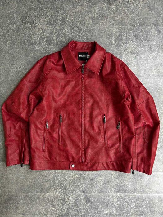 jacket куртка шкіряна курточка червона кожаная S M L XL